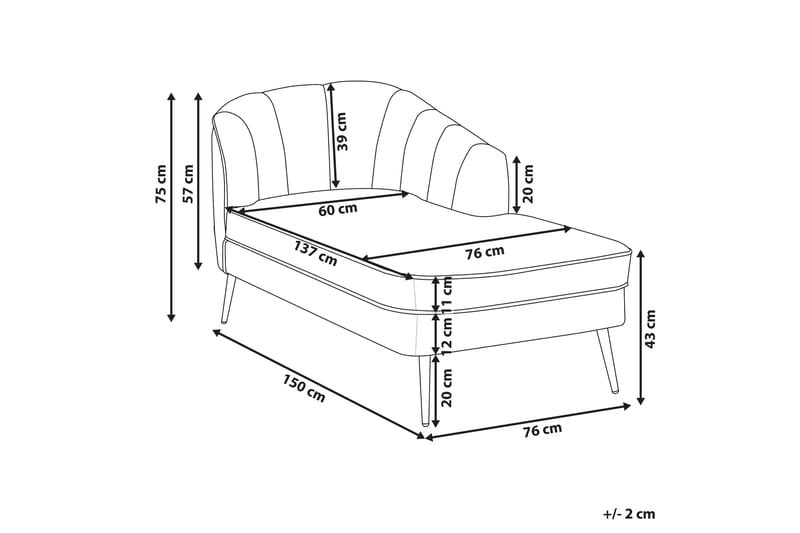 Allier Schäslong 150 cm - Guld/Blå - Möbler - Fåtölj & stolar - Fåtölj - Liggfåtölj