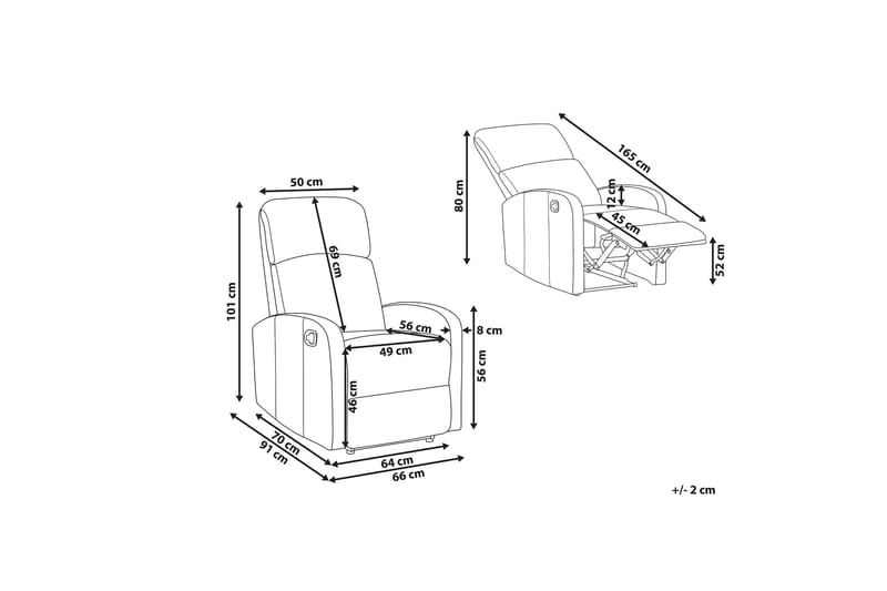 Fåtölj Sampola LED-belysning + USB-port - Vit - Möbler - Fåtölj & stolar - Fåtölj - Biofåtölj & reclinerfåtölj