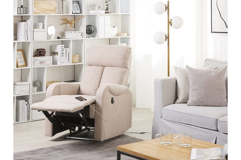 Fåtölj Vakkuri LED-belysning + USB-port - Beige - Möbler - Fåtölj & stolar - Fåtölj - Biofåtölj & reclinerfåtölj