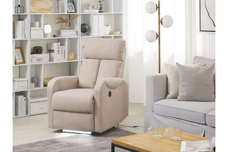 Fåtölj Vakkuri LED-belysning + USB-port - Beige - Möbler - Fåtölj & stolar - Fåtölj - Biofåtölj & reclinerfåtölj