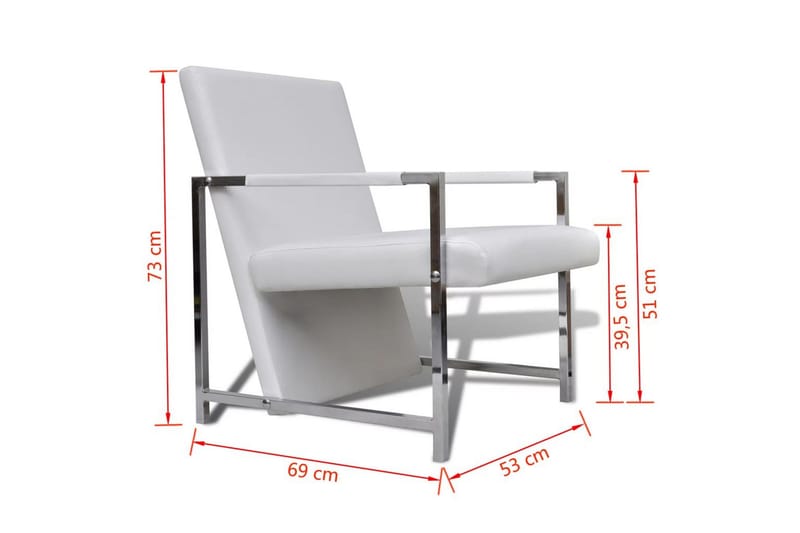Fåtöljer 2 st med kromad ram vit konstläder - Vit - Möbler - Fåtölj & stolar - Fåtölj - Skinnfåtölj & läderfåtölj