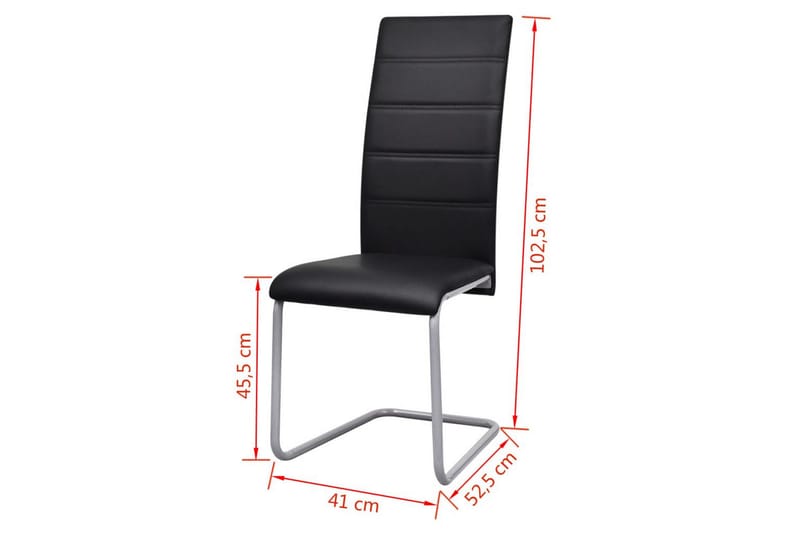 Fribärande matstolar 4 st svart konstläder - Svart - Möbler - Fåtölj & stolar - Matstol & köksstol