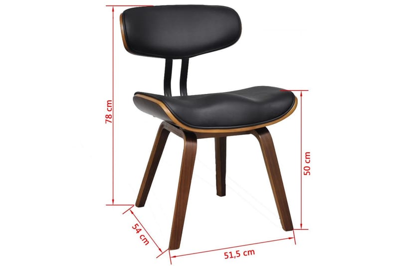 Matstolar 2 st böjträ och konstläder - Svart - Möbler - Fåtölj & stolar - Matstol & köksstol