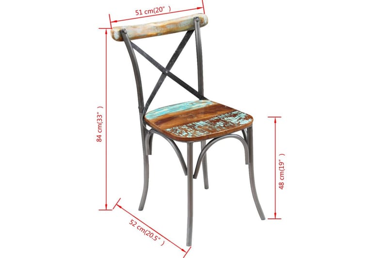 Matstolar 2 st massivt återvunnet trä - Flerfärgad - Möbler - Fåtölj & stolar - Matstol & köksstol