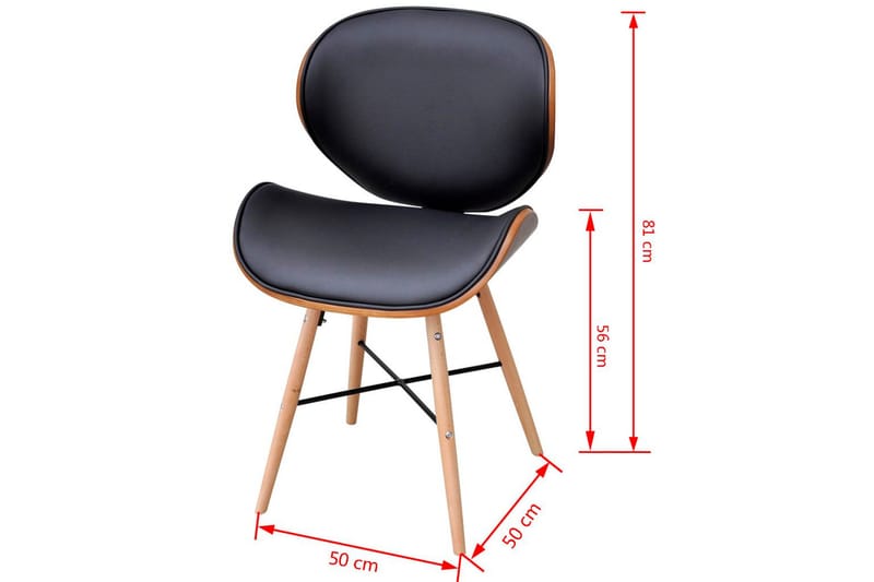 Matstolar 6 st böjträ och konstläder - Svart - Möbler - Fåtölj & stolar - Matstol & köksstol