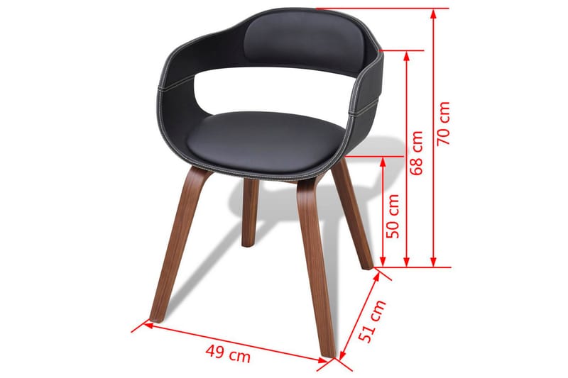 Matstolar 6 st svart böjträ och konstläder - Svart - Möbler - Fåtölj & stolar - Matstol & köksstol