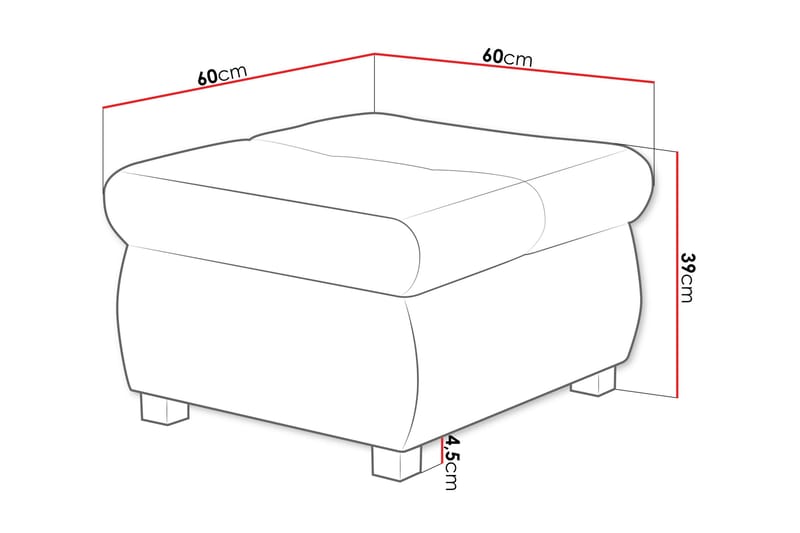 Cerys Fotpall 60 cm - Vit/Ljusgrå - Möbler - Fåtölj & stolar - Pall & puff - Fotpallar