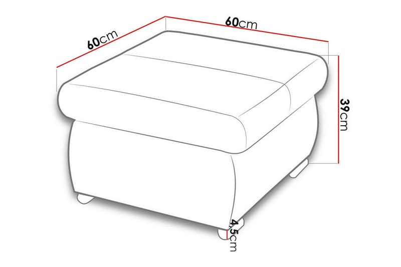 Fotpall Cerys 60 cm - Grå - Möbler - Fåtölj & stolar - Pall & puff - Fotpallar