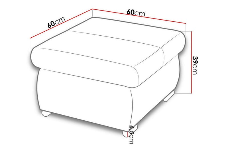 Fotpall Cerys 60 cm - Grå - Möbler - Fåtölj & stolar - Pall & puff - Fotpallar