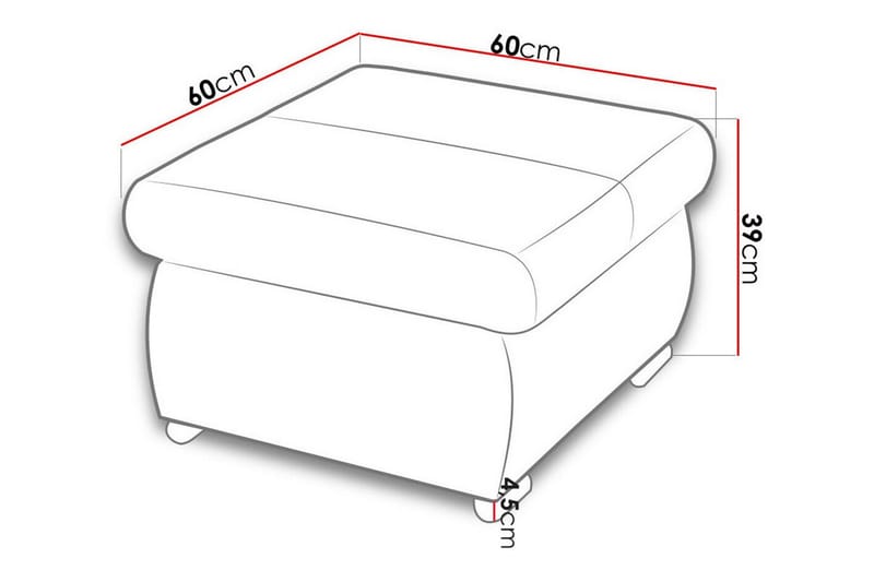 Fotpall Cerys 60 cm - Gul - Möbler - Fåtölj & stolar - Pall & puff - Fotpallar