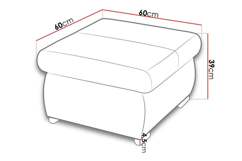 Fotpall Cerys 60 cm - Vit - Möbler - Fåtölj & stolar - Pall & puff - Fotpallar