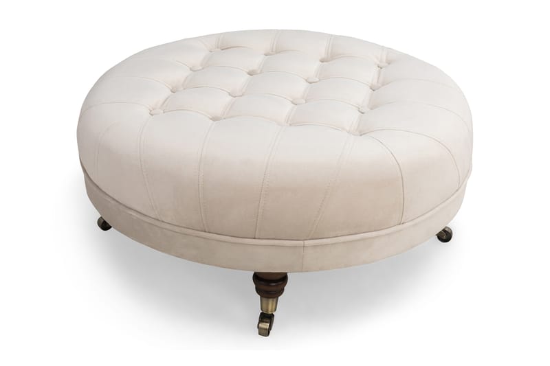 Fotpall Chester Deluxe Rund 80 cm Sammet Beige - 80 cm - Möbler - Fåtölj & stolar - Pall & puff - Fotpallar