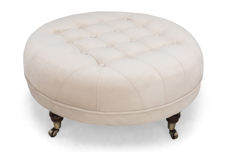 Fotpall Chester Deluxe Rund 80 cm Sammet Beige - 80 cm - Möbler - Fåtölj & stolar - Pall & puff - Fotpallar