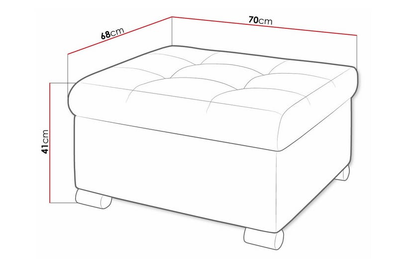 Fotpall Trefor 68 cm - Grå - Möbler - Fåtölj & stolar - Pall & puff - Fotpallar