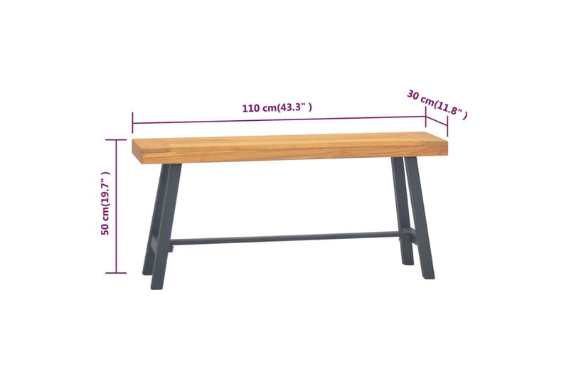 Bänk 110 cm massiv teak - Brun - Möbler - Fåtölj & stolar - Sittbänk