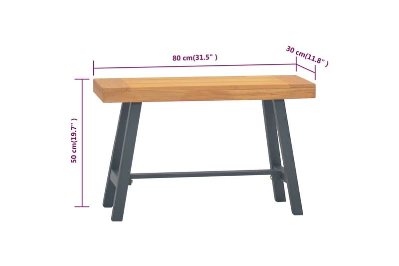 Bänk 80 cm massiv teak - Brun - Möbler - Fåtölj & stolar - Sittbänk