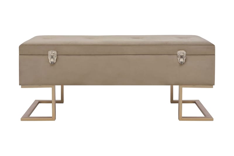 Bänk med förvaringsutrymme 105 cm beige sammet - Beige - Möbler - Fåtölj & stolar - Sittbänk - Sittbänk med förvaring