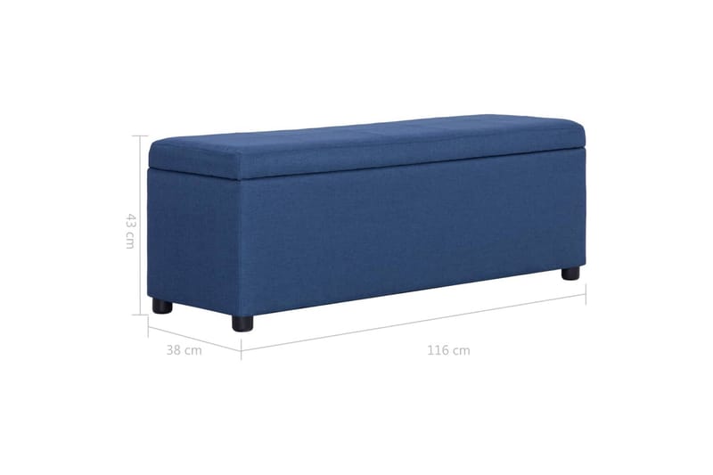 Bänk med förvaringsutrymme 116 cm blå polyester - Blå - Möbler - Fåtölj & stolar - Sittbänk - Sittbänk med förvaring