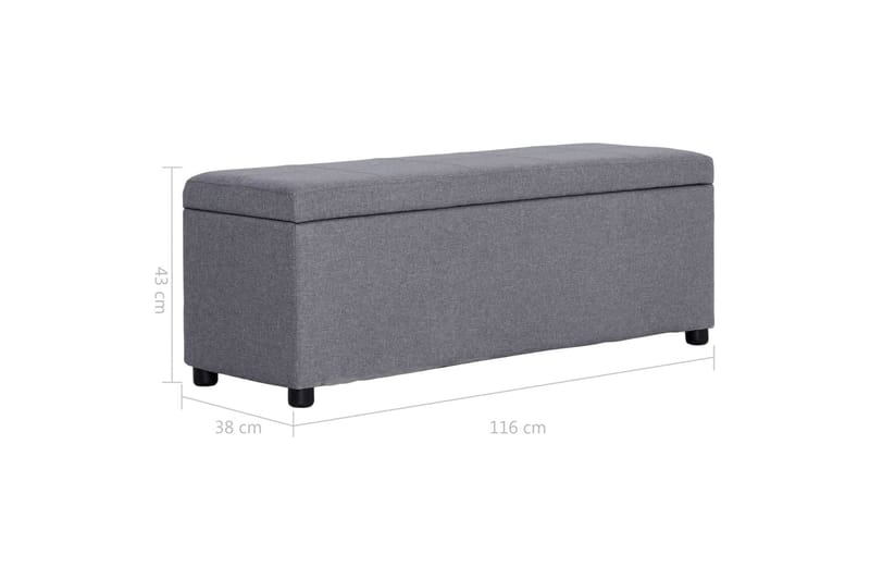 Bänk med förvaringsutrymme 116 cm ljusgrå polyester - Grå - Möbler - Fåtölj & stolar - Sittbänk - Sittbänk med förvaring