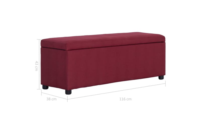 Bänk med förvaringsutrymme 116 cm vinröd polyester - Röd - Möbler - Fåtölj & stolar - Sittbänk - Sittbänk med förvaring