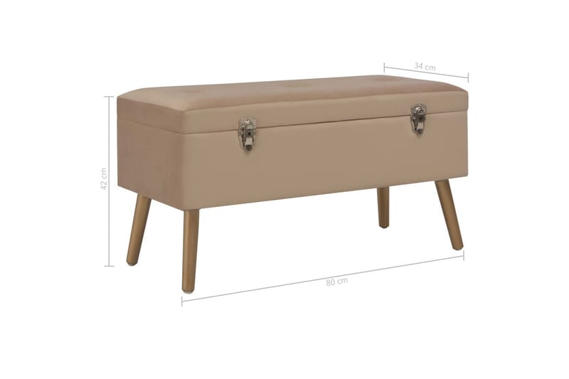 Bänk med förvaringsutrymme 80 cm beige sammet - Beige - Sittbänk med förvaring - Sittbänk - Hallbänk med förvaring - Hallbänk