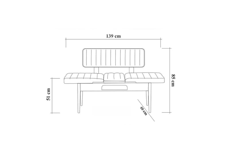 Bänk Swonger 85 cm - Trä|natur|Antracit - Möbler - Fåtölj & stolar - Sittbänk - Bänk med ryggstöd