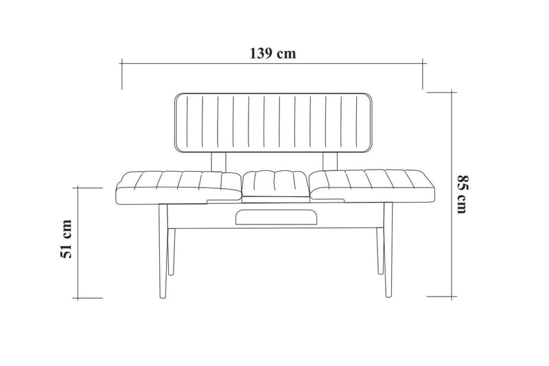 Sittbänk Vinadi 110 cm - Trä/natur/Grå - Möbler - Fåtölj & stolar - Sittbänk - Bänk med ryggstöd