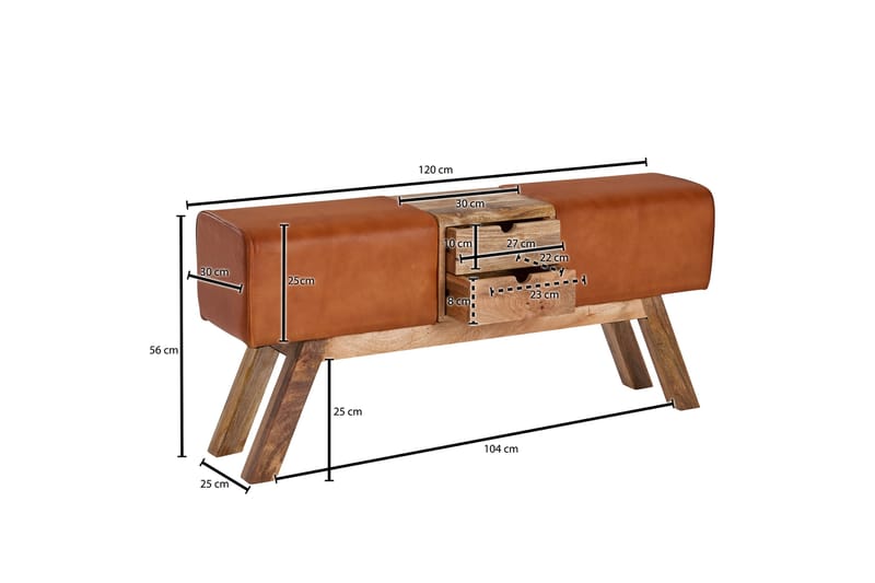 Sittbänk Kolanda 120 cm - Brun - Möbler - Fåtölj & stolar - Sittbänk - Sittbänk med förvaring