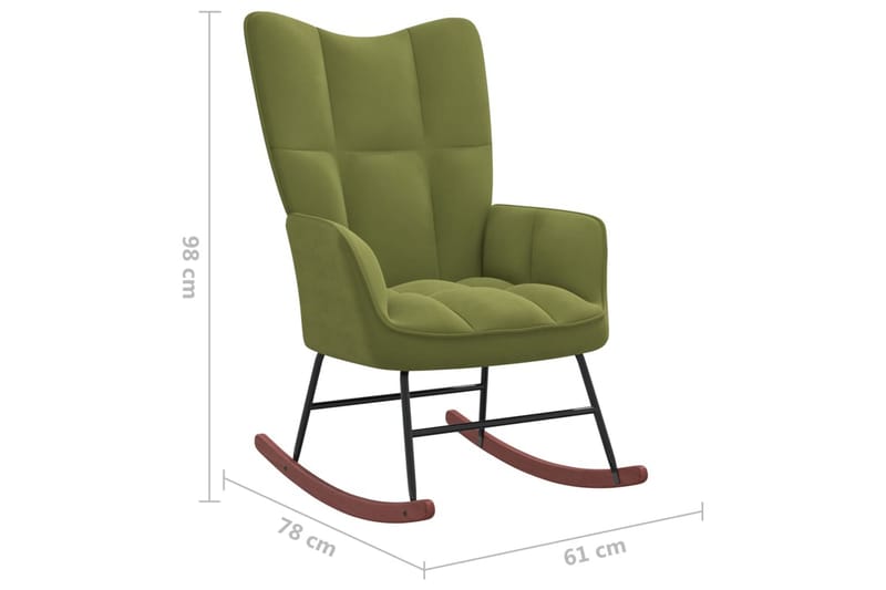 Gungstol med fotpall ljusgrön sammet - Grön - Möbler - Fåtölj & stolar - Fåtölj