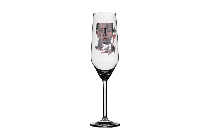 Butterfly Queen Champagneglas 24 cm - Grå / Rosa - Servering & matlagning - Glas - Champagneglas