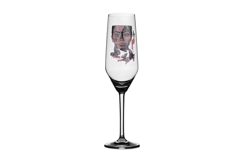 Butterfly Queen Champagneglas 24 cm - Grå / Rosa - Servering & matlagning - Glas - Champagneglas