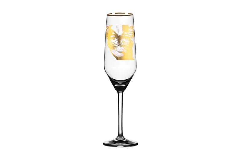 Golden Butterfly Champagneglas 24 cm - Guld - Servering & matlagning - Glas - Champagneglas