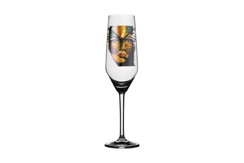 Golden Butterfly Kristall Champagneglas 24 cm - Transparent - Servering & matlagning - Glas - Champagneglas