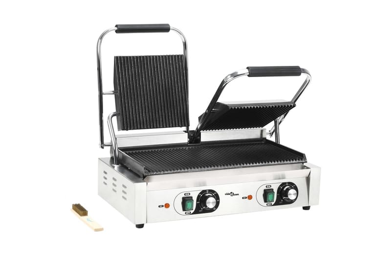 Paninigrill dubbel 3600 W 57x30,5x20 cm - Silver - Servering & matlagning - Köksmaskin - Värma & koka - Klämgrill & smörgåsgrill