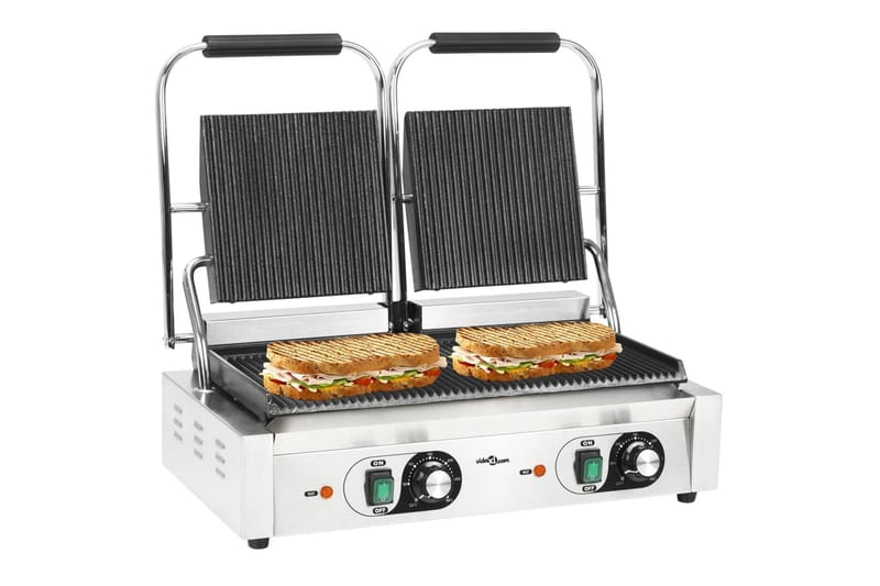 Paninigrill dubbel 3600 W 57x30,5x20 cm - Silver - Servering & matlagning - Köksmaskin - Värma & koka - Klämgrill & smörgåsgrill