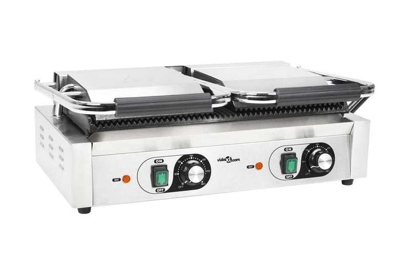 Paninigrill dubbel 3600 W 57x30,5x20 cm - Silver - Servering & matlagning - Köksmaskin - Värma & koka - Klämgrill & smörgåsgrill