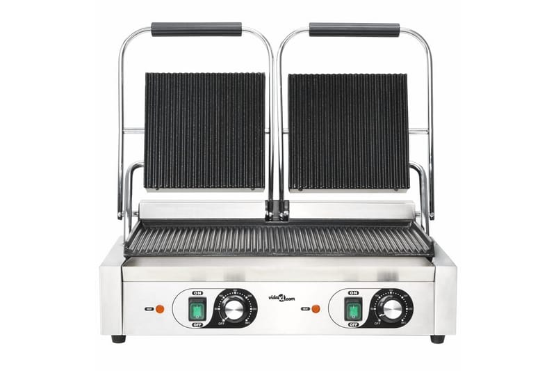 Paninigrill dubbel 3600 W 57x30,5x20 cm - Silver - Servering & matlagning - Köksmaskin - Värma & koka - Klämgrill & smörgåsgrill