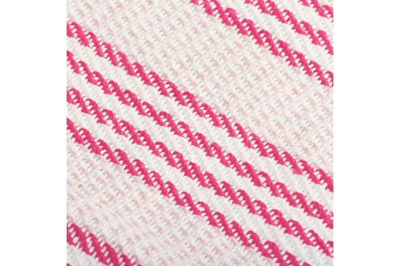 Filt bomull ränder 160x210 cm rosa och vit - Rosa/Vit - Textil & mattor - Filt & pläd