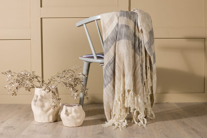 Sandy Pläd 130x170 cm - Offwhite/Mörkgrön/Beige - Textil & mattor - Filt & pläd