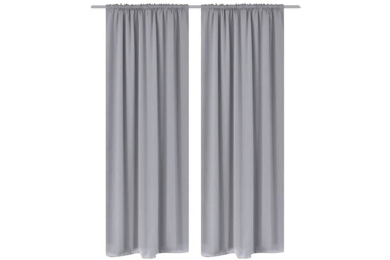 2-pack grå mörkläggningsgardiner med hyskupphängning 135x245 - Grå - Textil & mattor - Gardiner - Mörkläggningsgardiner