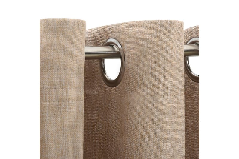 Mörkläggningsgardin med öljetter linnelook 2 st beige 140x17 - Beige - Textil & mattor - Gardiner - Mörkläggningsgardiner