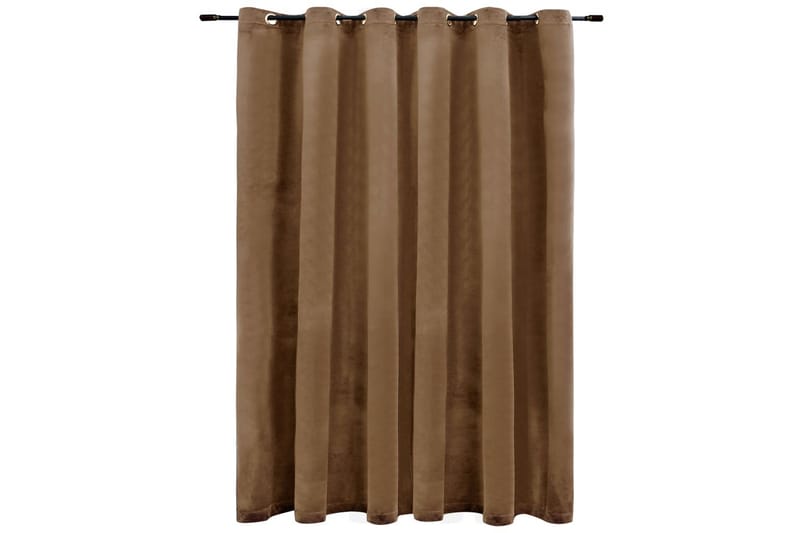 Mörkläggningsgardin med metallringar sammet beige 290x245 cm - Beige - Textil & mattor - Gardiner - Mörkläggningsgardiner