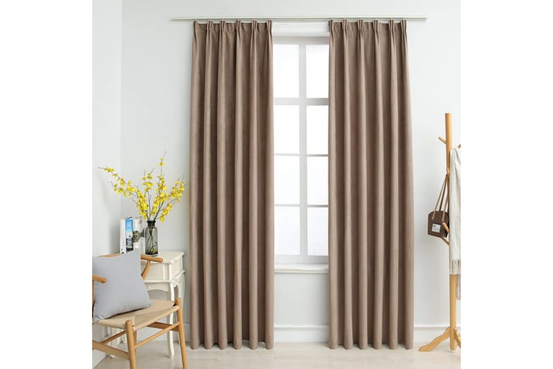 Mörkläggningsgardiner med krokar 2 st taupe 140x175 cm - Mocka/Taupe - Textil & mattor - Gardiner - Mörkläggningsgardiner