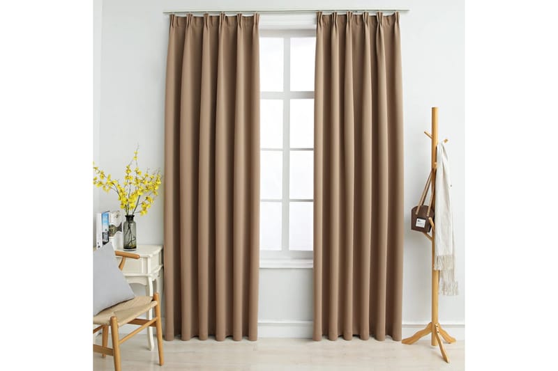 Mörkläggningsgardiner med krokar 2 st taupe 140x175 cm - Taupe - Textil & mattor - Gardiner - Mörkläggningsgardiner