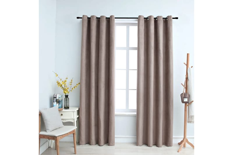 Mörkläggningsgardiner med metallringar 2 st taupe 140x175 cm - Mocka/Taupe - Textil & mattor - Gardiner - Mörkläggningsgardiner