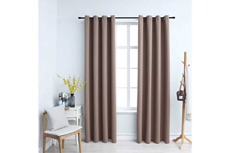 Mörkläggningsgardiner med metallringar 2 st taupe 140x175 cm - Taupe - Textil & mattor - Gardiner - Mörkläggningsgardiner