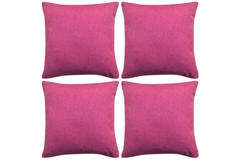 Kuddöverdrag 4 st linne-design 40x40 cm rosa - Rosa - Textil & mattor - Kudde & kuddfodral - Kuddfodral