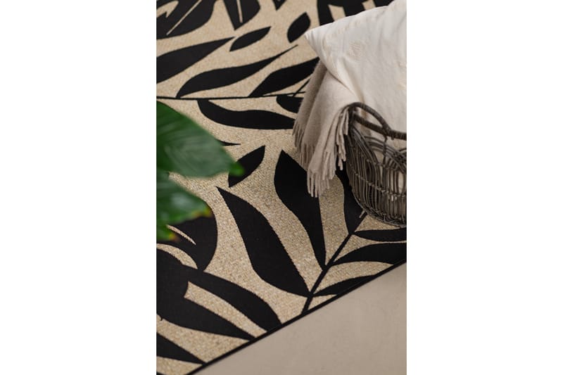 Domani Monstera Flatvävd Matta 160x230 cm - Svart - Textil & mattor - Matta - Flatvävd matta