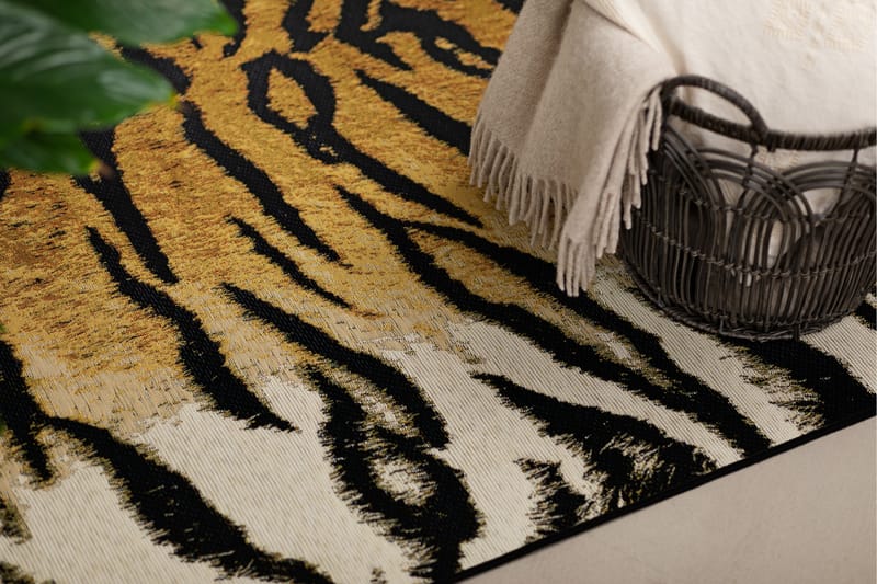 Flatvävd Matta Domani Tiger 200x290 cm - Guld - Flatv�ävd matta - Små mattor - Stor matta - Mönstrad matta