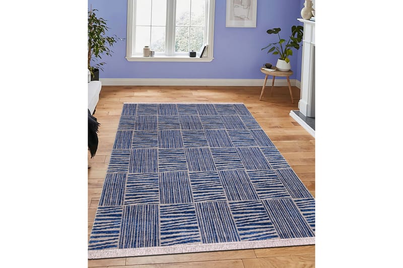 Wiltonmatta Nishino 120x180 cm Rektangulär - Marinblå - Wiltonmatta - Stor matta - Mönstrad matta - Friezematta - Små mattor